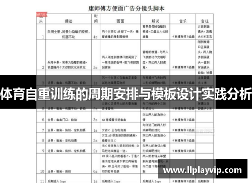 体育自重训练的周期安排与模板设计实践分析
